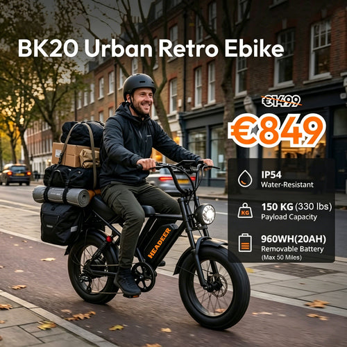HEADEER® BK20 1500W Fat Tire E-Bike | 31 Mph 50 Miles Retro Commuter