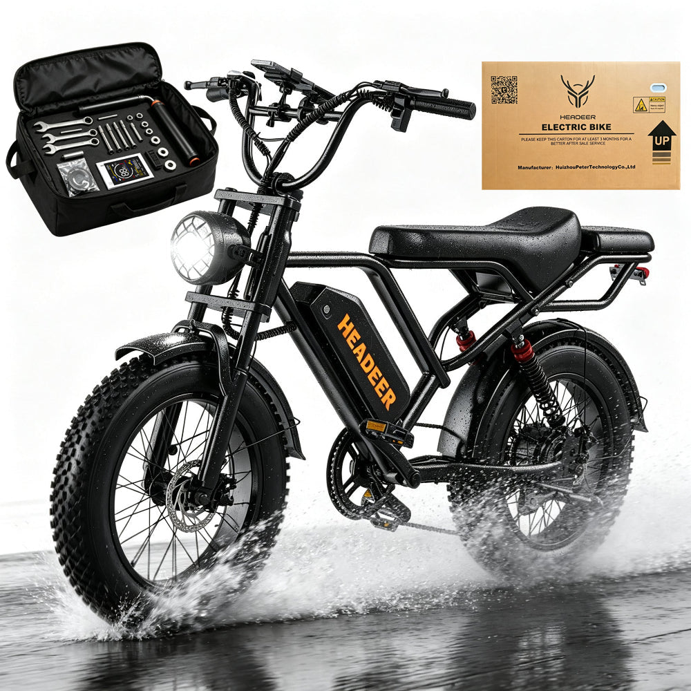 HEADEER® BK20 1500W Fat Tire E-Bike | 31 Mph 50 Miles Retro Commuter