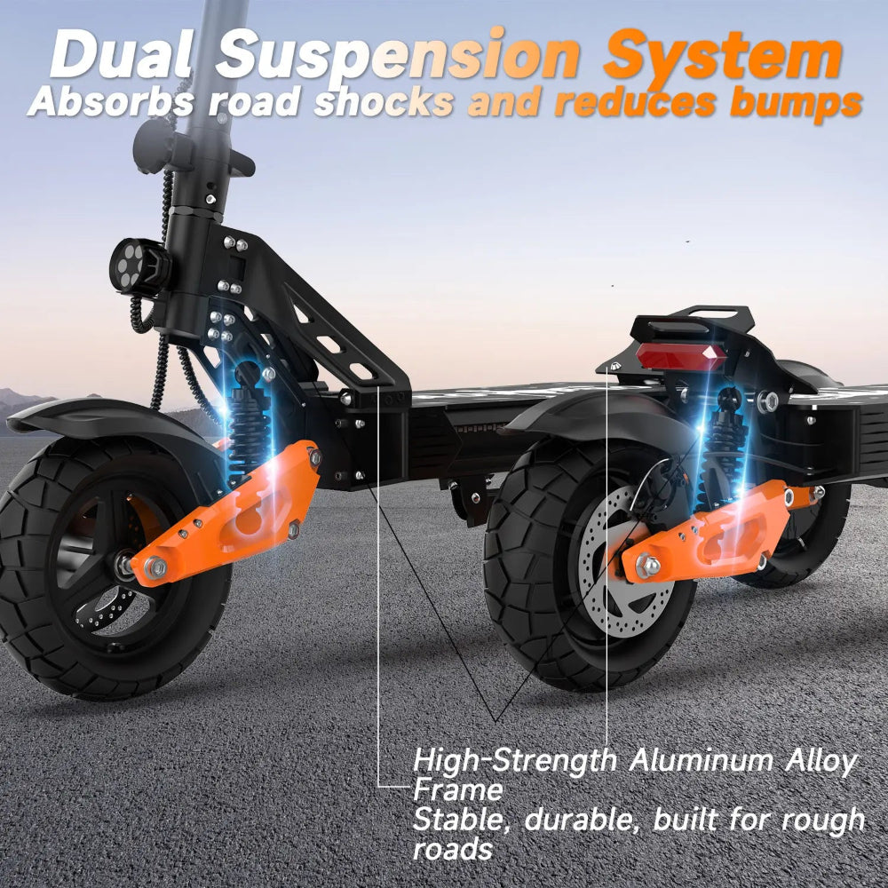 HEADEER® H67 Pro 1600W Peak Power 60 Miles Range 31 Mph Fat Tire Foldable E-Scooter