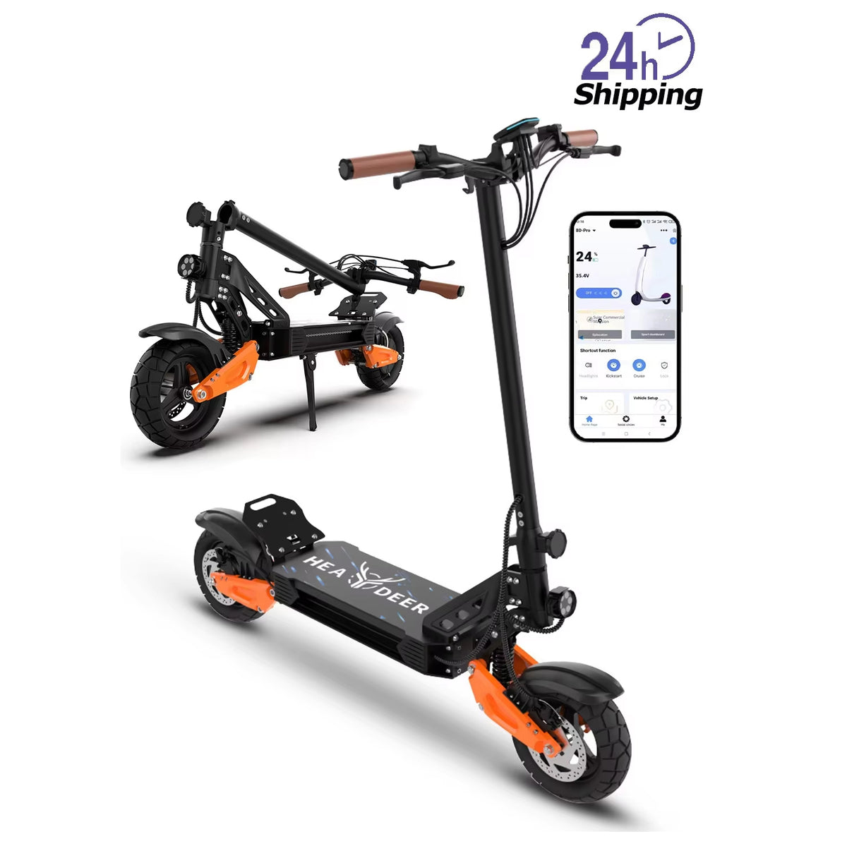 HEADEER® H67/G67 Foldable Off‑Road E‑Scooter for Adults, 11" Pneumatic Tires, 800W Nominal Motor, 48V 15Ah Battery, Dual Full Suspension, Dual Disc & EABS Brakes