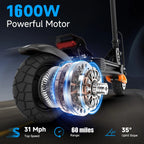 HEADEER® H67 Pro 1600W Peak Power 60 Miles Range 31 Mph Fat Tire Foldable E-Scooter
