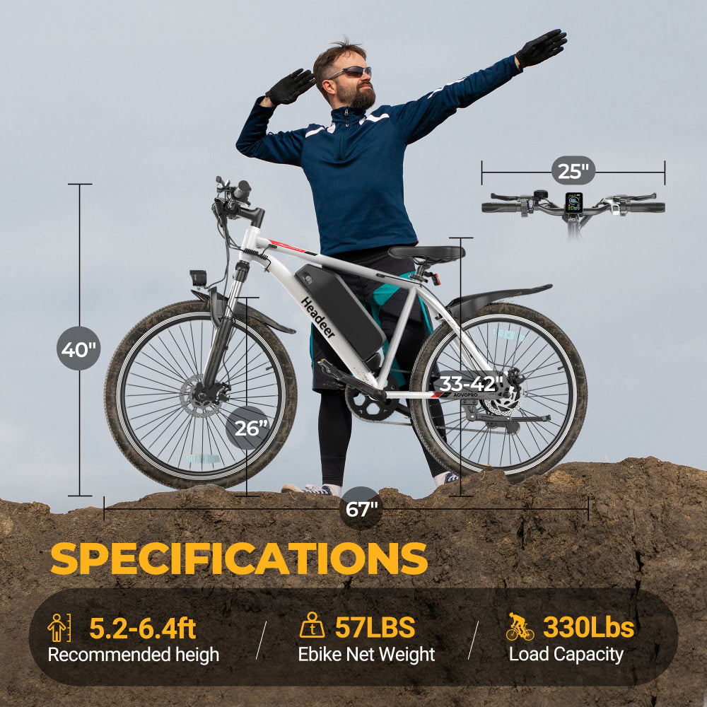 HEADEER® K900 1500W Peak Power 50 Miles Range 31 Mph City Commuter E-Bike