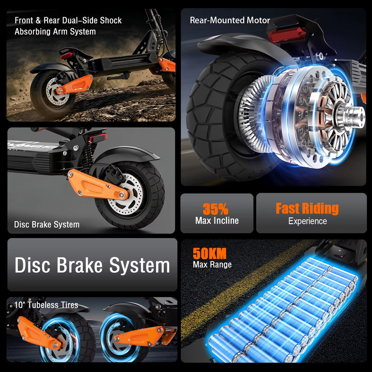 HEADEER® H67/G67 Foldable Off‑Road E‑Scooter for Adults, 11" Pneumatic Tires, 800W Nominal Motor, 48V 15Ah Battery, Dual Full Suspension, Dual Disc & EABS Brakes