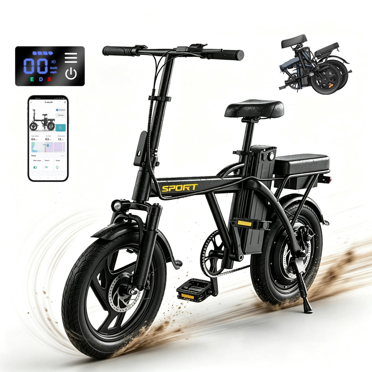 HEADEER® X14-Pro Foldable Electric Bike 14" Ebike 48V 20Ah 1000Wh 100 Miles Range Commuter Off-Road E Bikes
